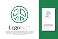 Green line Peace icon isolated on white background. Hippie symbol of peace. Logo design template element. Vector