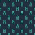 Green line Perfume icon isolated seamless pattern on blue background. Vector