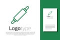Green line Rolling pin icon isolated on white background. Logo design template element. Vector