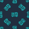 Green line Spectrometer icon isolated seamless pattern on blue background. Vector