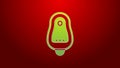 Green line Toilet urinal or pissoir icon isolated on red background. Urinal in male toilet. Washroom, lavatory, WC. 4K