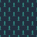 Green line Train traffic light icon isolated seamless pattern on blue background. Traffic lights for the railway to Royalty Free Stock Photo