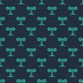 Green line Train traffic light icon isolated seamless pattern on blue background. Traffic lights for the railway to Royalty Free Stock Photo