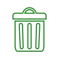 Green line Trash bin or trash can symbol icon