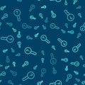Green line Undefined key icon isolated seamless pattern on blue background. Vector Illustration