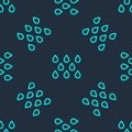 Green line Water drop icon isolated seamless pattern on blue background. Vector Royalty Free Stock Photo