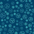 Green line Water drop icon isolated seamless pattern on blue background. Vector Royalty Free Stock Photo