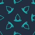 Green line Water drop icon isolated seamless pattern on blue background. Vector Illustration Royalty Free Stock Photo