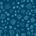 Green line Water drop with speech bubbles icon isolated seamless pattern on blue background. Vector Royalty Free Stock Photo