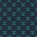 Green line Whale tail in ocean wave icon isolated seamless pattern on blue background. Vector Royalty Free Stock Photo