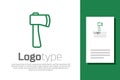 Green line Wooden axe icon isolated on white background. Lumberjack axe. Logo design template element. Vector