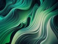 Green lines liquid wave in motion background. Abstract paint fluid closeup backdrop for banner. Generative AI Royalty Free Stock Photo