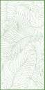 Green lines pattern of tropical leaves pattern style on white background, flat line vector and illustration.