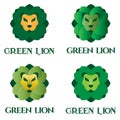 Green lion logo set Royalty Free Stock Photo