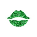 Green lips with sparkle.