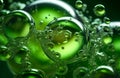 Green liquid bubbles macro. Generate Ai Royalty Free Stock Photo