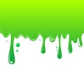 Green liquid dripping isolated. Shiny gooey paint