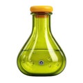 Green Liquid in a Flask with Bubbles and a Yellow Stopper on White Background beaker Royalty Free Stock Photo
