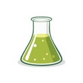 Green liquid in a laboratory flask, science experiment, chemistry beaker Royalty Free Stock Photo