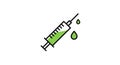 Green liquid in syringe with dripping drops icon on white background Royalty Free Stock Photo