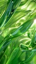 Green liquid transparent jelly with smooth waves and glare of light shimmers. Abstract shining background splash for design