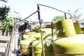 The green liquified petroleum gas cylinder