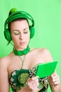 Green listener Royalty Free Stock Photo