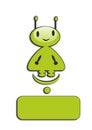 Green little man, vector illustration, humanoid, stranger, funny, smiling, fantastic character,