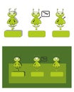 Green little man, new, vector, humanoid, stranger, funny, smiling, fantastic character,