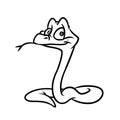 Green little snake cartoon illustration coloring page