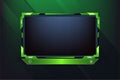 Green Live stream overlay design with offline screen section and colorful buttons. Live streaming overlay decoration for online