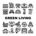 green living eco icons set vector Royalty Free Stock Photo