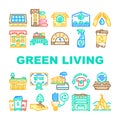 green living eco icons set vector Royalty Free Stock Photo