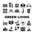 green living eco icons set vector Royalty Free Stock Photo