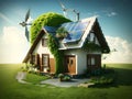 Green Living: Captivating Renewable Energy House Artwork for Sale Royalty Free Stock Photo