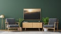 Green Living Room With Toonami-inspired Wall Art