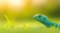 A Green Lizard in Grass Royalty Free Stock Photo