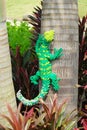 A green lizard made by lego