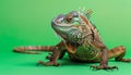 Green lizard with a yellow stripe on its back. Royalty Free Stock Photo