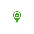 Green location icon with house silhouette. GPS pointer. Favorite place. home map pin Royalty Free Stock Photo