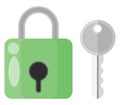 Green lock and key, icon Royalty Free Stock Photo