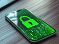 Green Lock on Mobile Screen Royalty Free Stock Photo