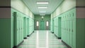 Green lockers cabinets furniture in a locker room at school or university for student. Royalty Free Stock Photo