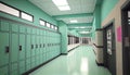 Green lockers cabinets furniture in a locker room at school or university for student. Royalty Free Stock Photo