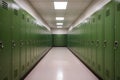 Green lockers in school corridor or dressing room lineup Royalty Free Stock Photo