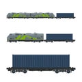 Green Locomotive with Cargo Container