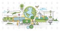 Green logistics vector illustration and ecological delivery outline concept