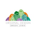 Green logo original design logo, colorful city landscape skyline, real estate vector Illustration on a white background Royalty Free Stock Photo