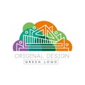 Green logo original design logo template, colorful city landscape, building construction vector Illustration on a white Royalty Free Stock Photo