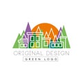 Green logo original design logo template, colorful city landscape skyline, real estate vector Illustration on a white Royalty Free Stock Photo